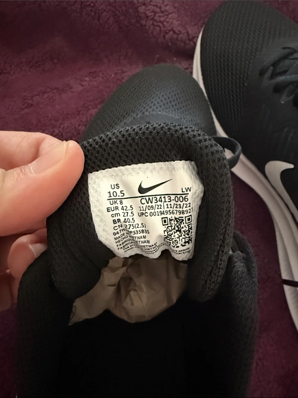 Nike Black and White Women's Running Shoes